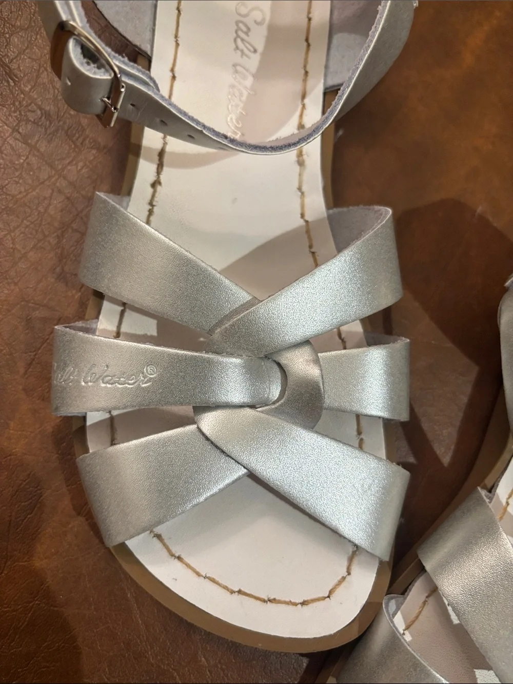 Salt Water Sandals by Hoy Silver Strappy Girls Sandals